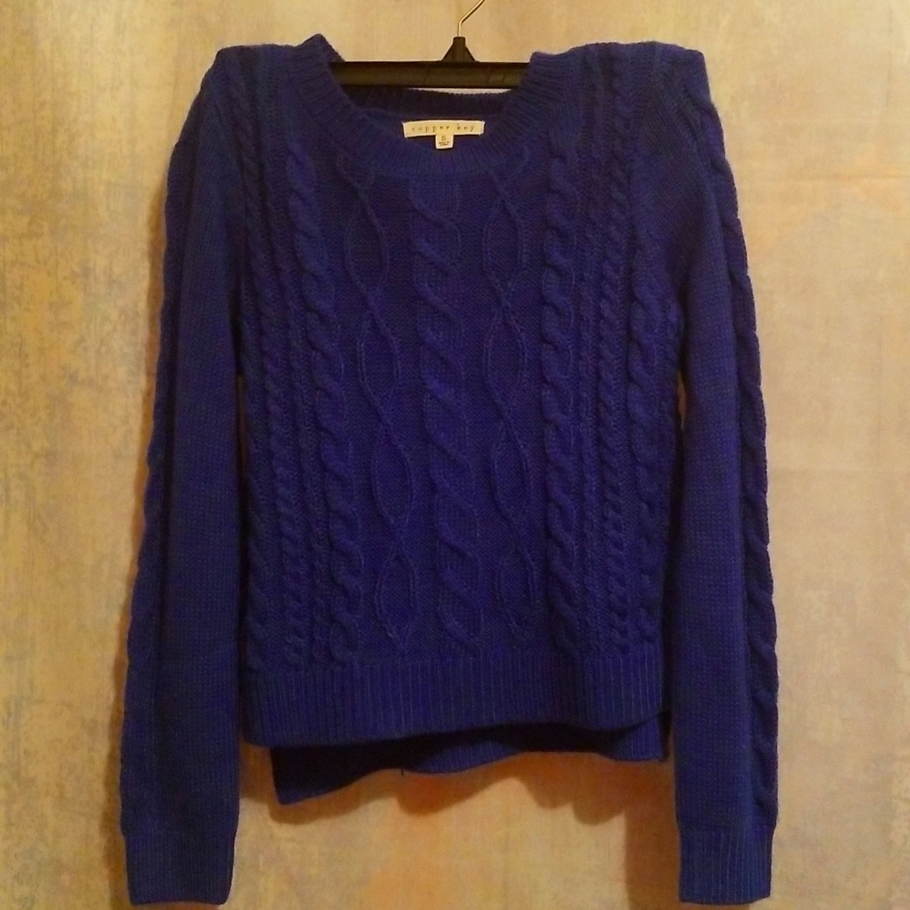 Copper Key Cable Sweater - Royal Blue